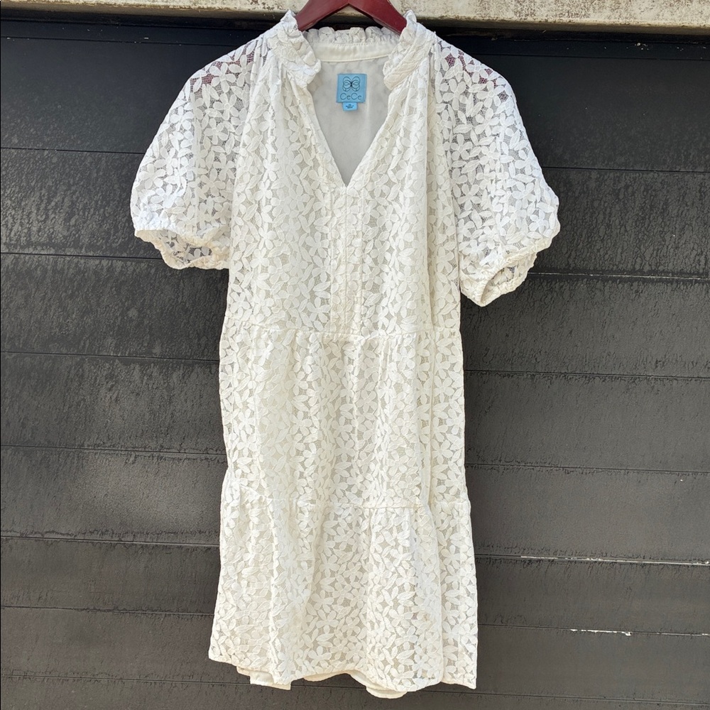CeCe Women’s White Lace Mini Dress Sz 1X Wedding/Event Dress